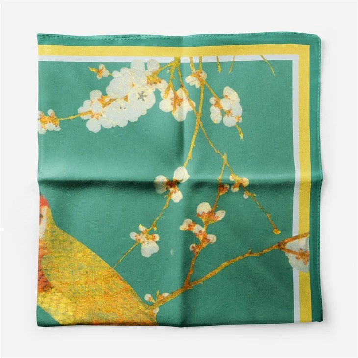 Chinese Style Retro Five-color Parrot Silk Square Scarf
