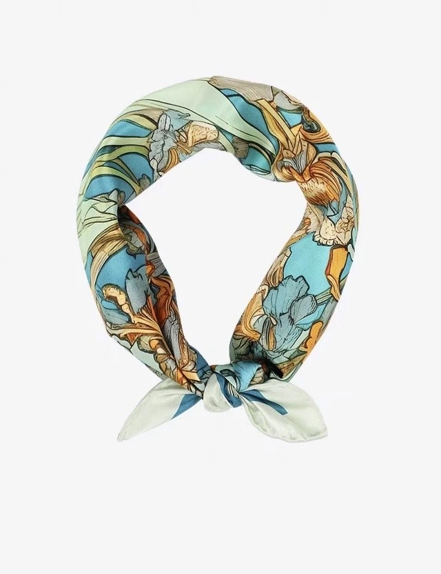 Custom 53x53cm Silk Charmeuse Hand Rolled Scarf