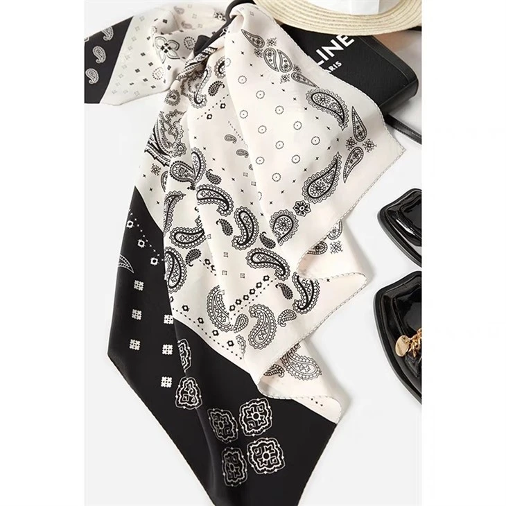 Custom Cashew Design Style Silk Crepe De Chine Scarf